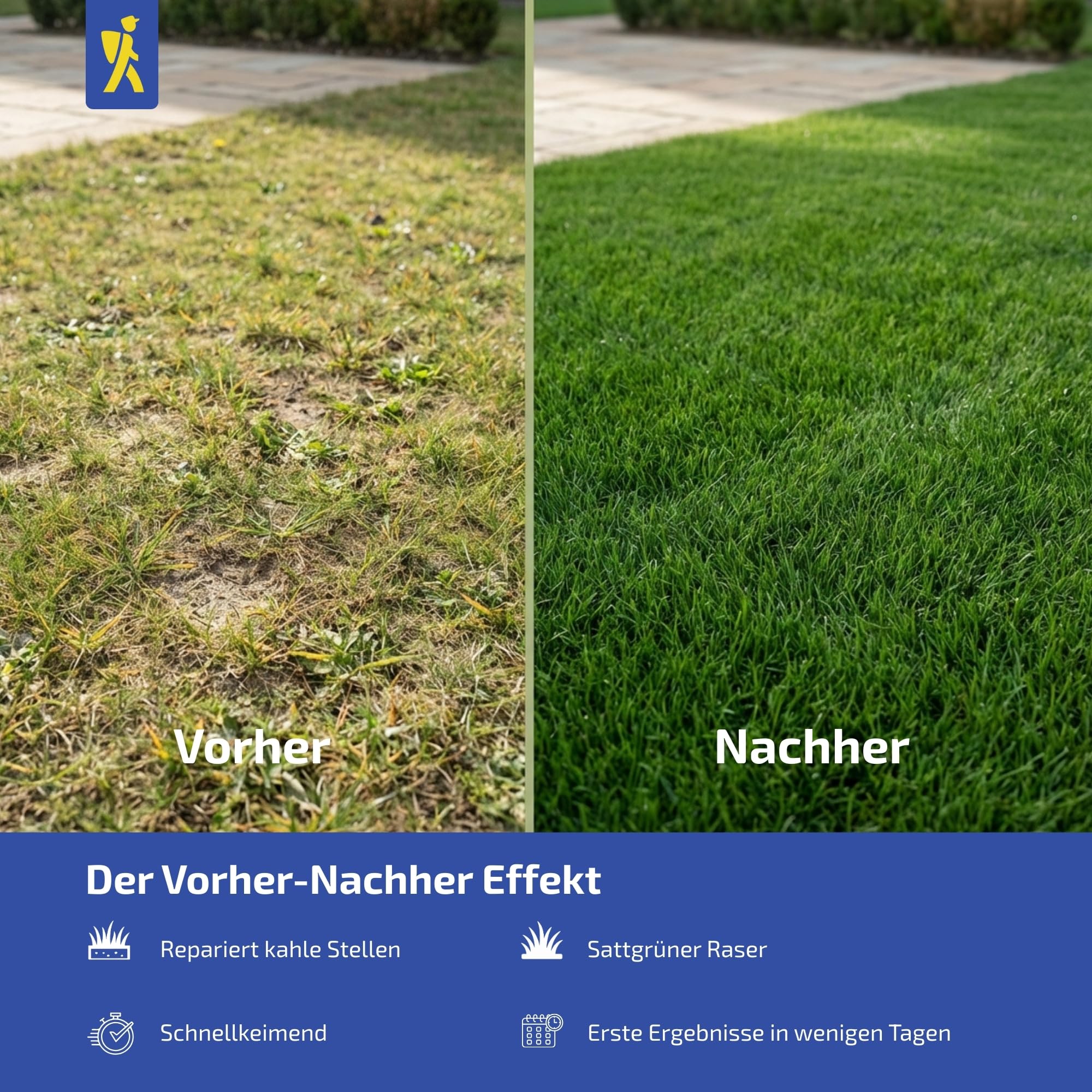 Kiepenkerl Rasen Nachsaat-Booster Grassamen | 1,8kg für 70m², Schnellkeimend, Strapazierfähig, Spiel- & Sportrasen, Dichter Traumrasen in wenigen Tagen