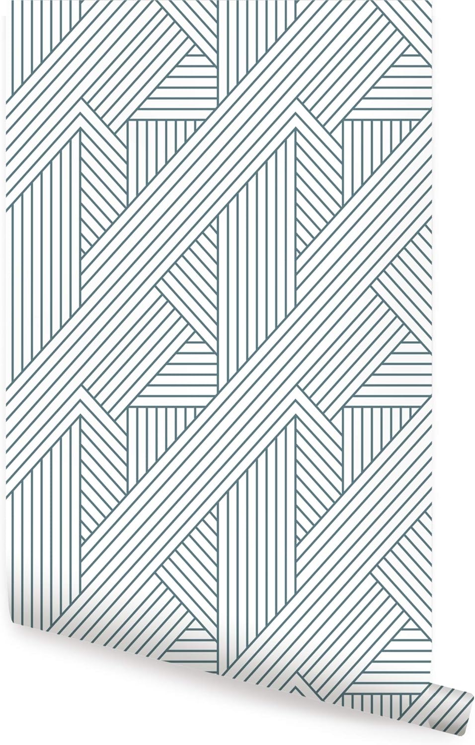 Simple Shapes Interwoven Parquet Pattern Wallpaper - Peel and Stick (Coral, 6 Sheet Pack - 2ft x 9ft)