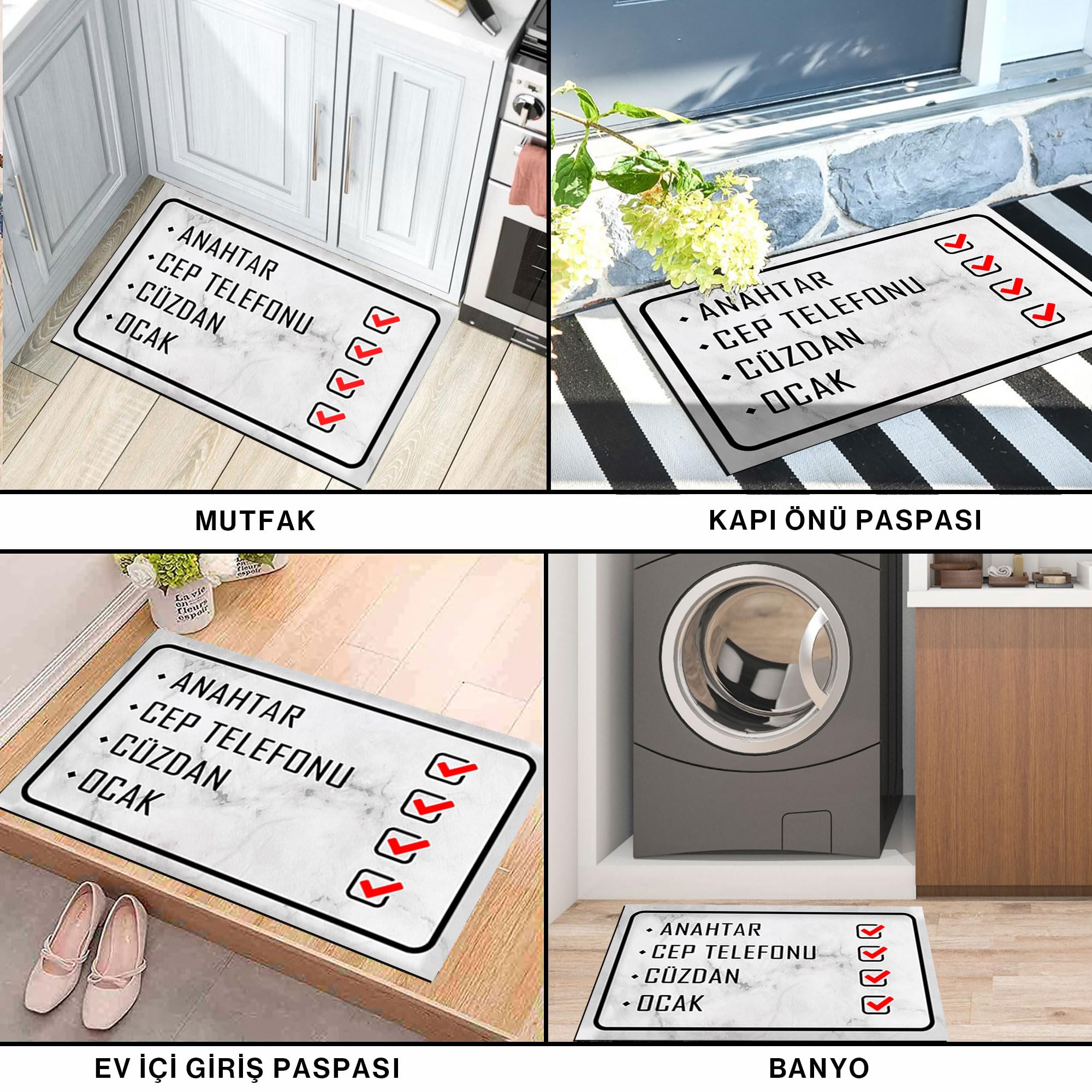 MONNHEIN Kapı Önü Paspası - Modern ve Şık Kapı Paspası | Ev, Ofis ve Dış Mekân Kullanımı İçin (Günlük Hatırlatma)