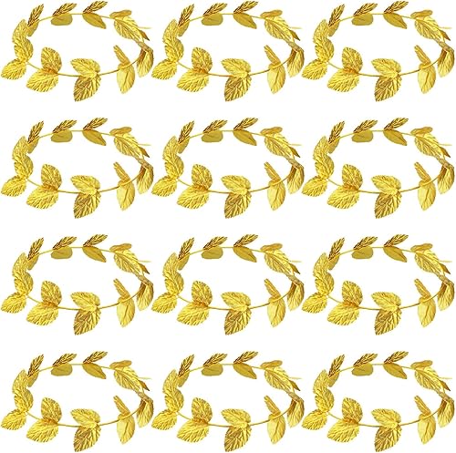 12 piezas de tocado Toga de Halloween con hojas doradas, corona de laurel, corona griega, diadema de hoja dorada, corona romana, disfraz de Toga