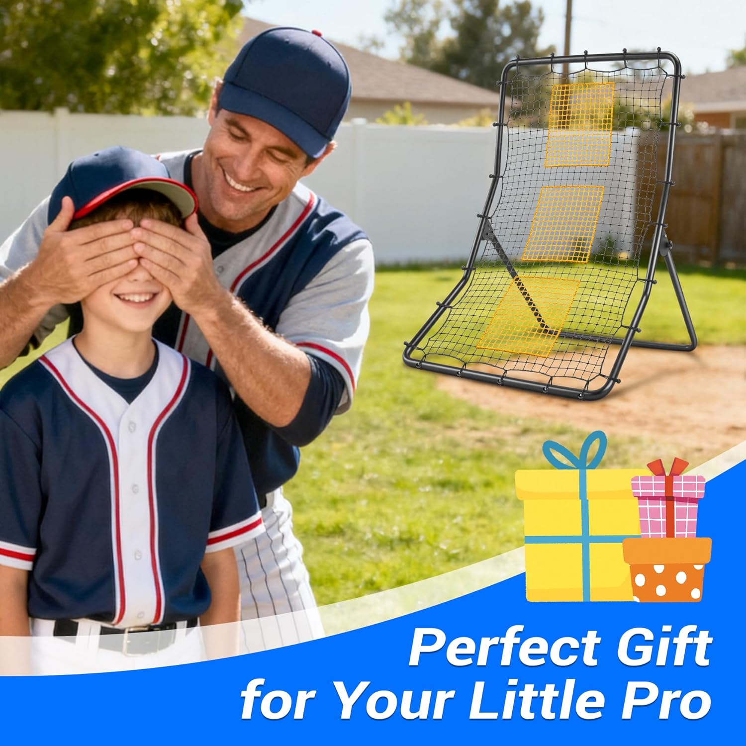 Heavy Duty Baseball Rebounder Net Fielding Trainer Pro Softball Pitch Back Bounce Pitchback for Ground, Line Drive, Fly Ball Return Settings