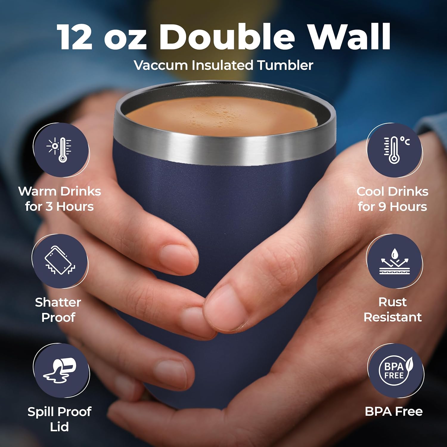 Tea Gifts for Women – Sampler Gift Basket with 15 Unique Blends, Honey Sticks, Stainless Tumbler & Gift-Ready Box (Blue/Blue box)