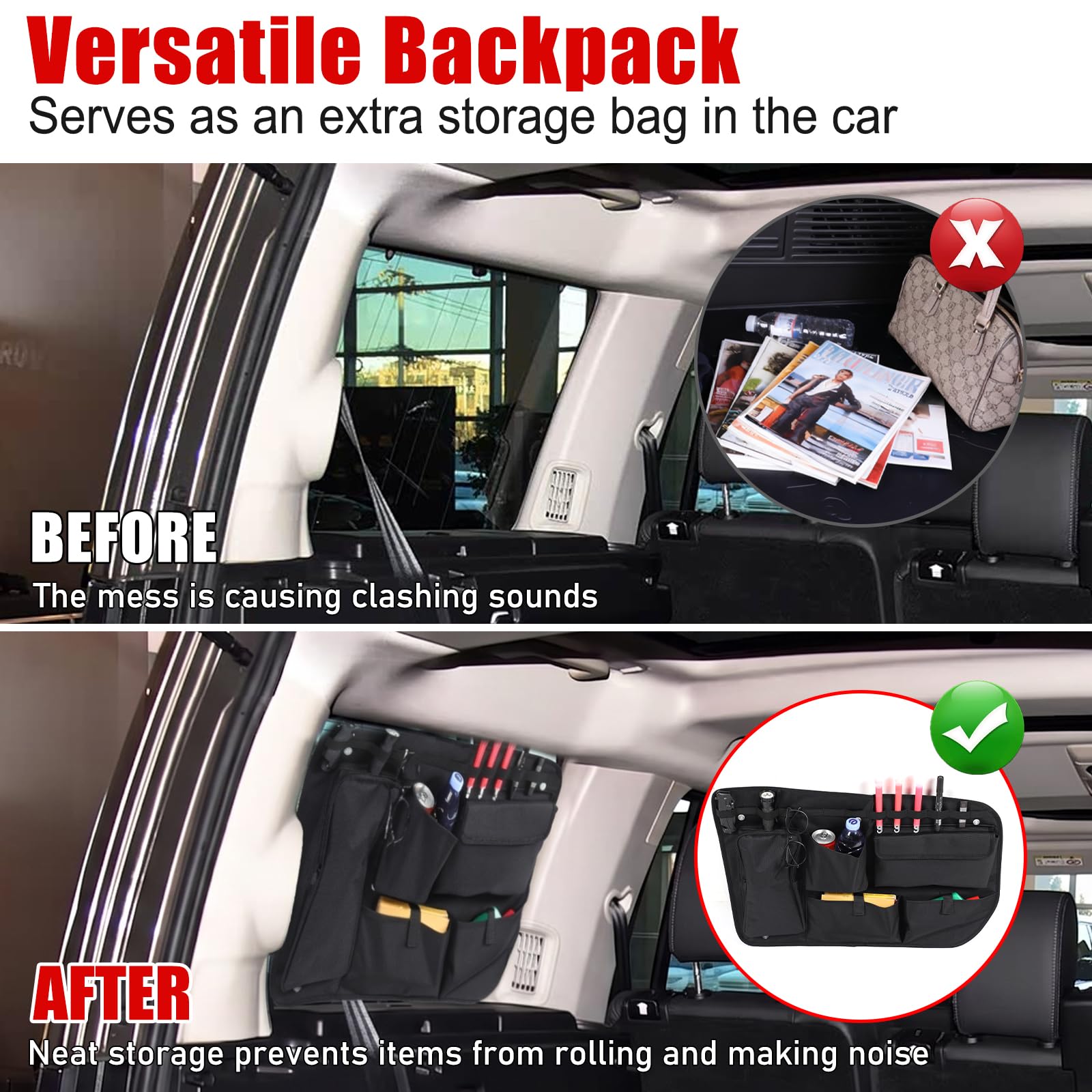 METYOUCAR Organizador de maletero de coche para L&a&nd R&o&ver Discovery 4 LR4 2010-2016, bolsa de almacenamiento para maletero, bolsa de herramientas con impermeable, multifuncional, gran capacidad