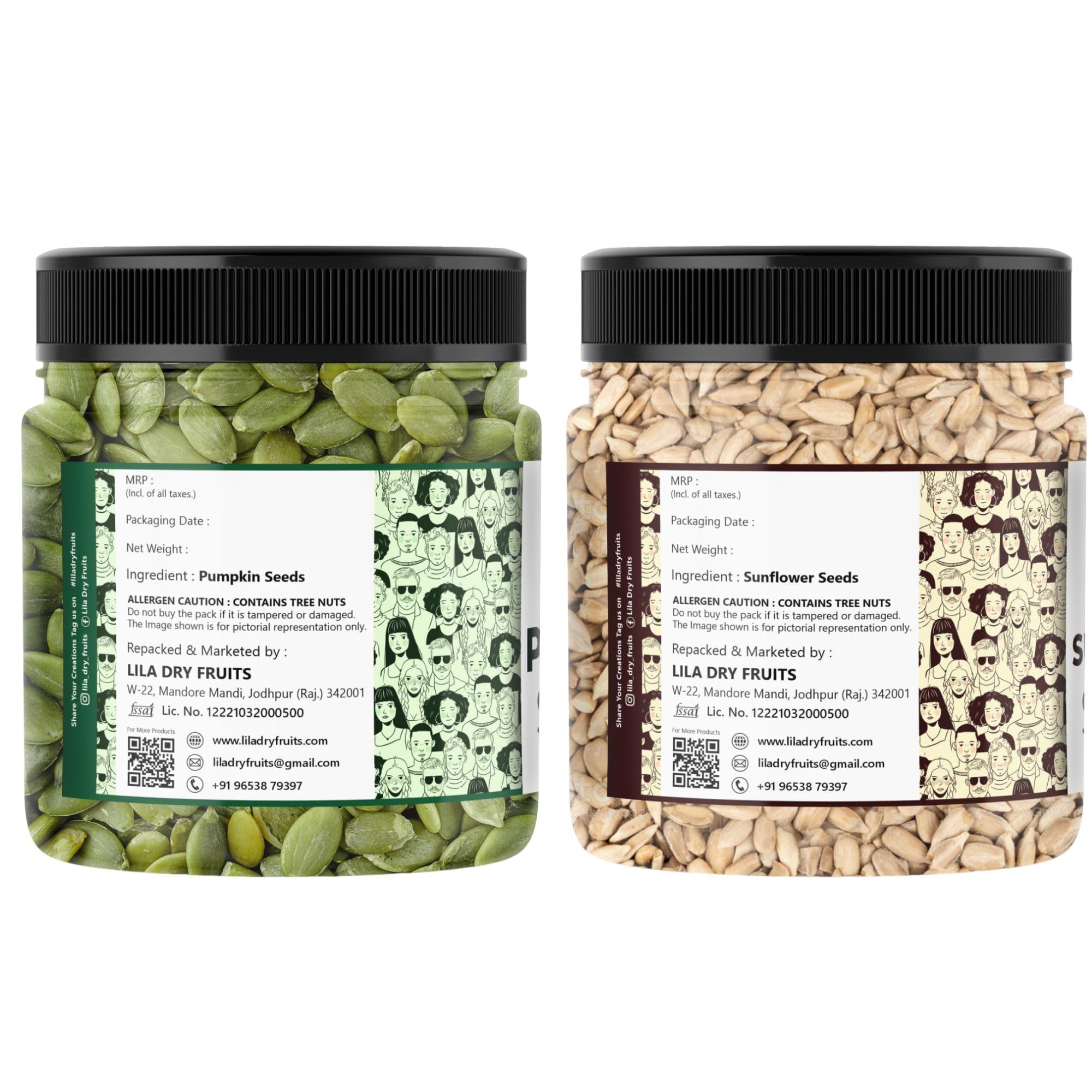 LILA DRY FRUITS Raw Pumpkin Seeds 250g and Sunflower Seeds 250g for Eating | Protein Rich Healthy Snacks High Fiber Superfood Immunity Booster Diet Seeds for Salads (500 gms) Perfect for Gifting 1
