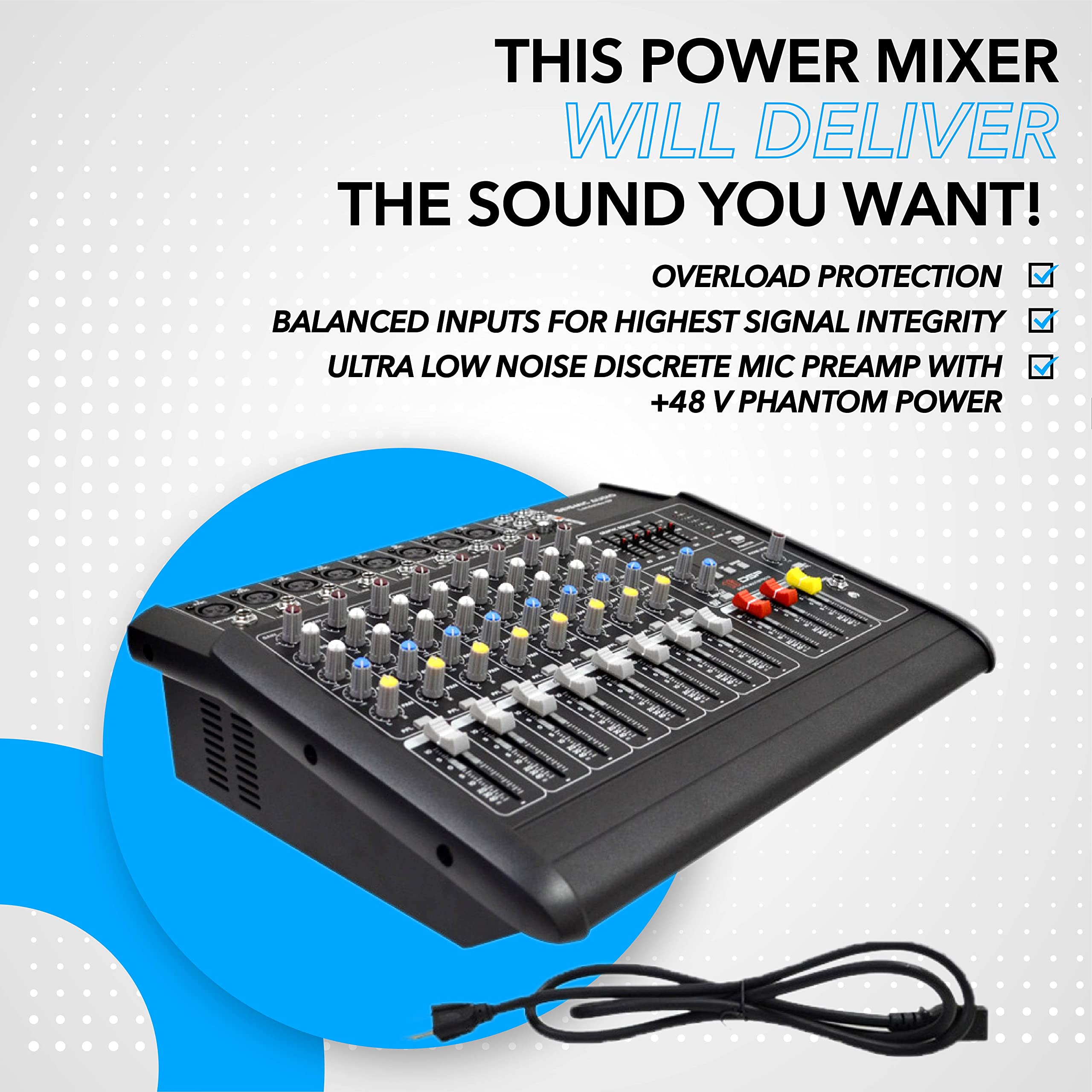 【コード】 Seismic Audio LandSlide8P 8 Channel DSP Professional Powered