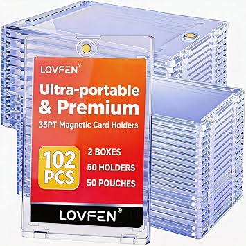 50ct Magnetic Card Holders Baseball Trading Card Protectors Hard Plastic | Slim hard card case protectors, for MTG sports baseball & trading cards, UV & waterproof, space-saving for convenient storage