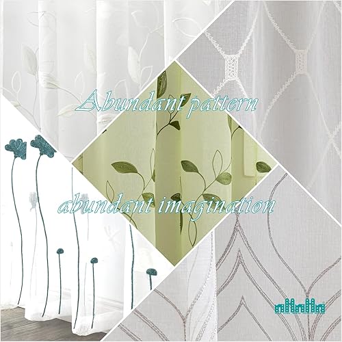 Miniatura 8 de NHNHN Juego de 2 paneles de cortinas traslúcidas de 84 pulgadas de largo, paneles de cortina de gasa semitransparentes bordados, cortinas