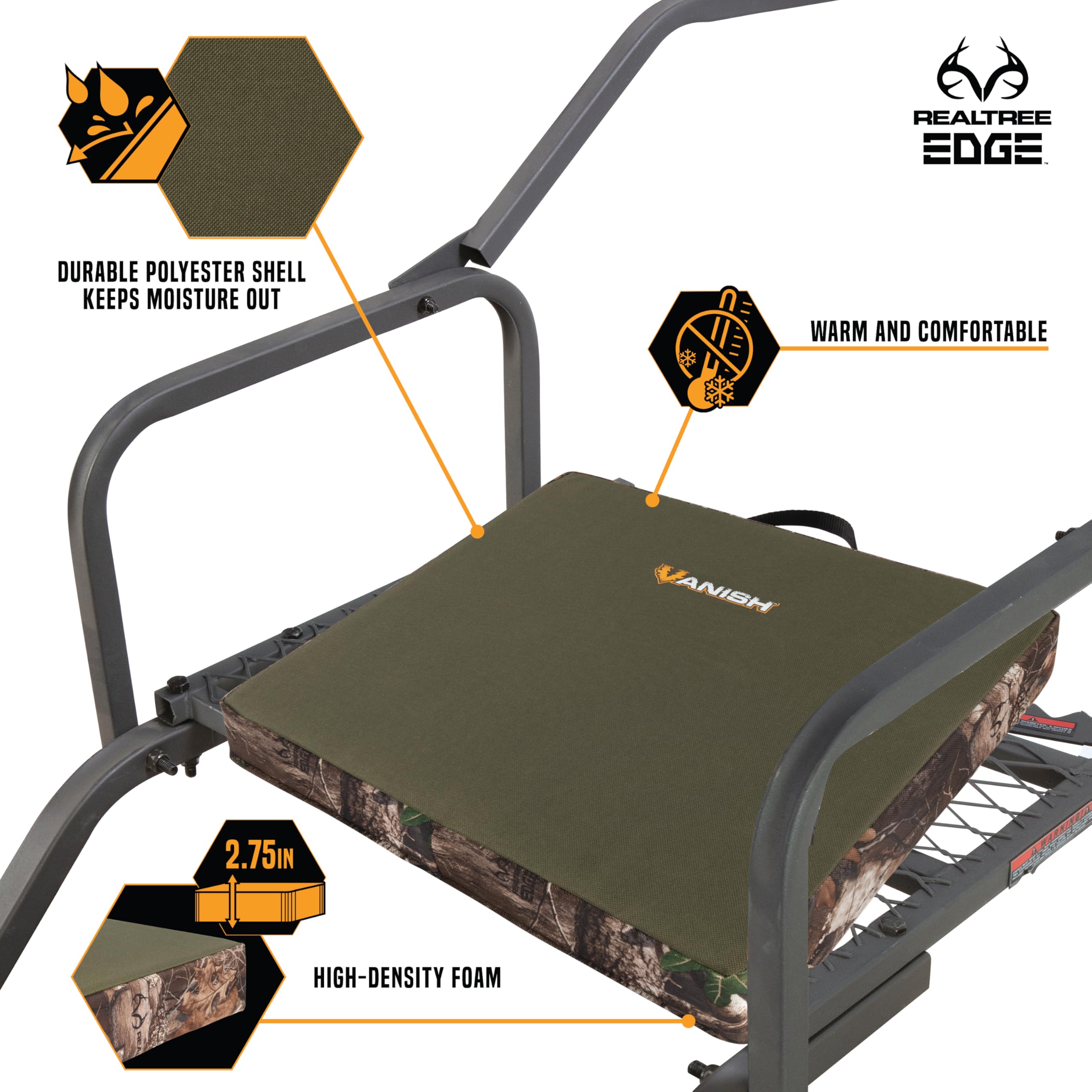 AC ALLEN Unisex-Erwachsene Vanish Extreme Comfort Sitzkissen, Realtree Edge, tragbares Jägerkissen, Camo, 15x13.75