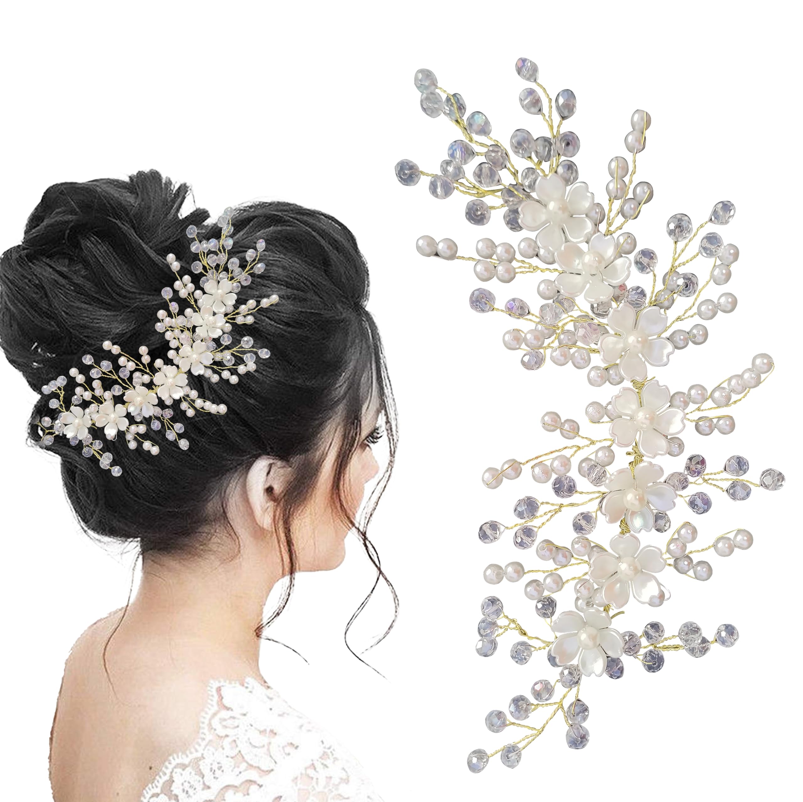 LYKAA Artificial Flowers & Pearl Style Juda Bun Accessories - Floral Bridal Brooch & Hair Pins - Veni, Tiara, Hair Pin, Juda Pin For Womens & Girls - Pack Of 1 (Golden) (B0CSDRBD1S) Amazon Price History, Amazon Price Tracker