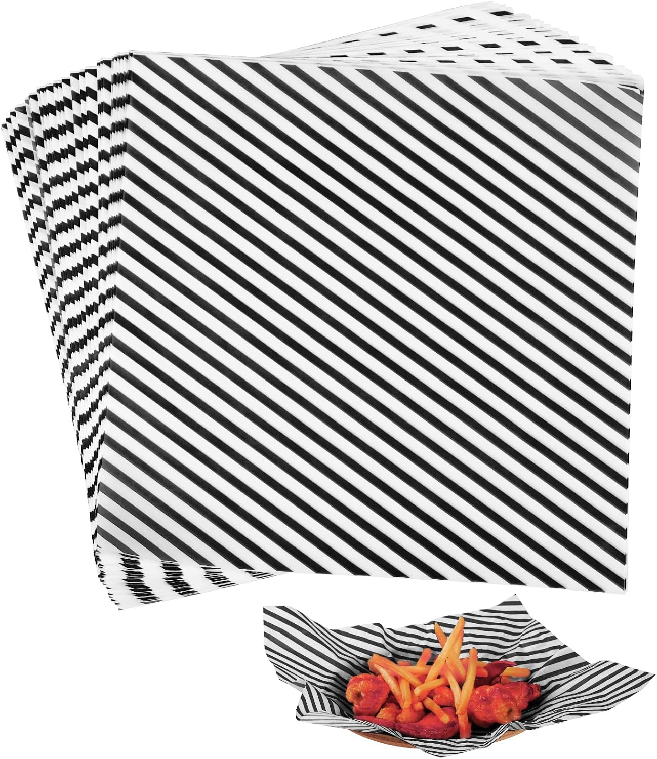 100 PCS Deli Paper Sheets 12 * 12 Inch, Food-graded Greaseproof Paper Food Basket Liners for Sandwiches, Burgers, Fries Wrapping Paper for Party, Festival and Outdoors - Blue