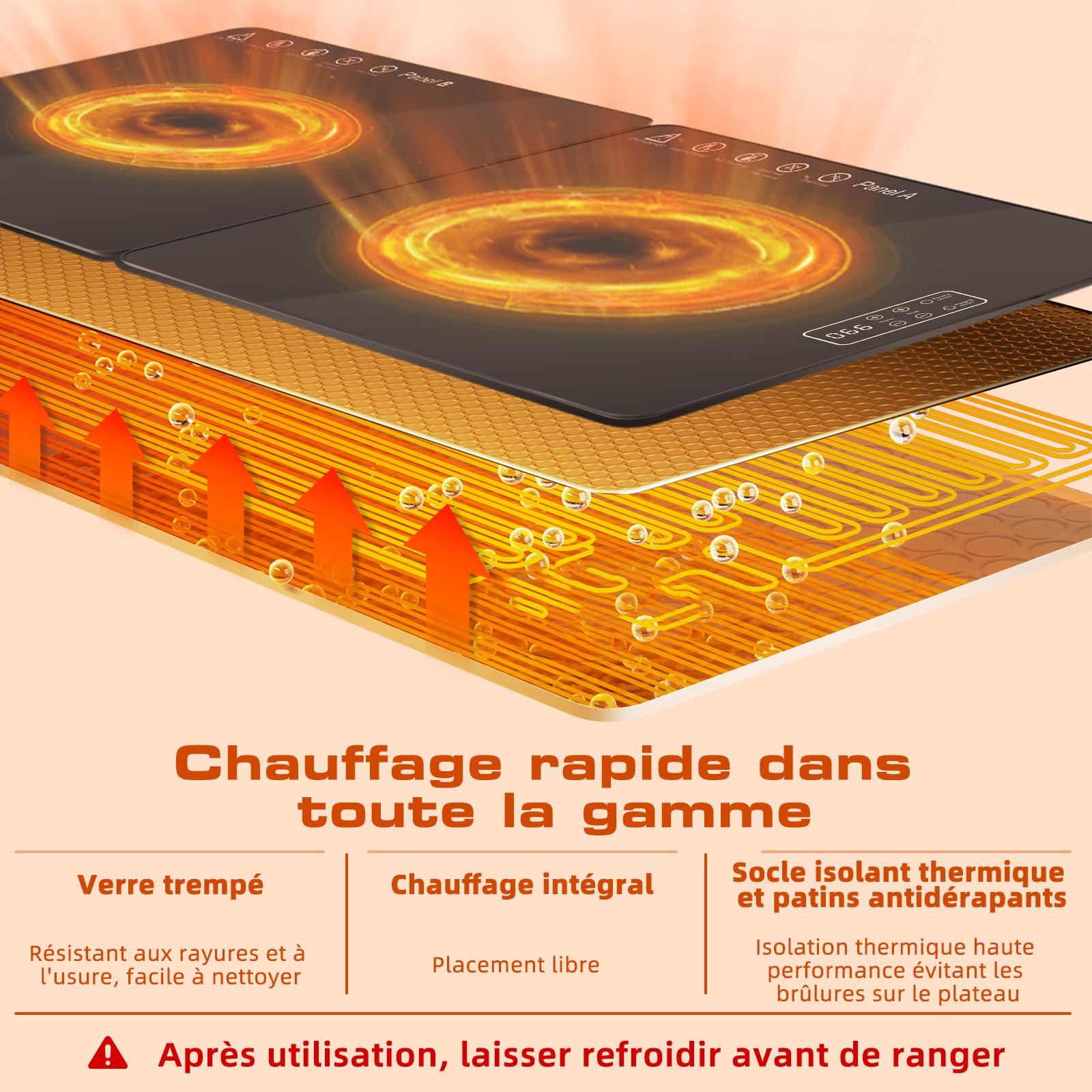 Chauffe Plat Électrique Pliable avec Réglage de la Température,Plaque Chauffante Électrique Multiusage pour Buffet,Banquet et Repas à la Maison