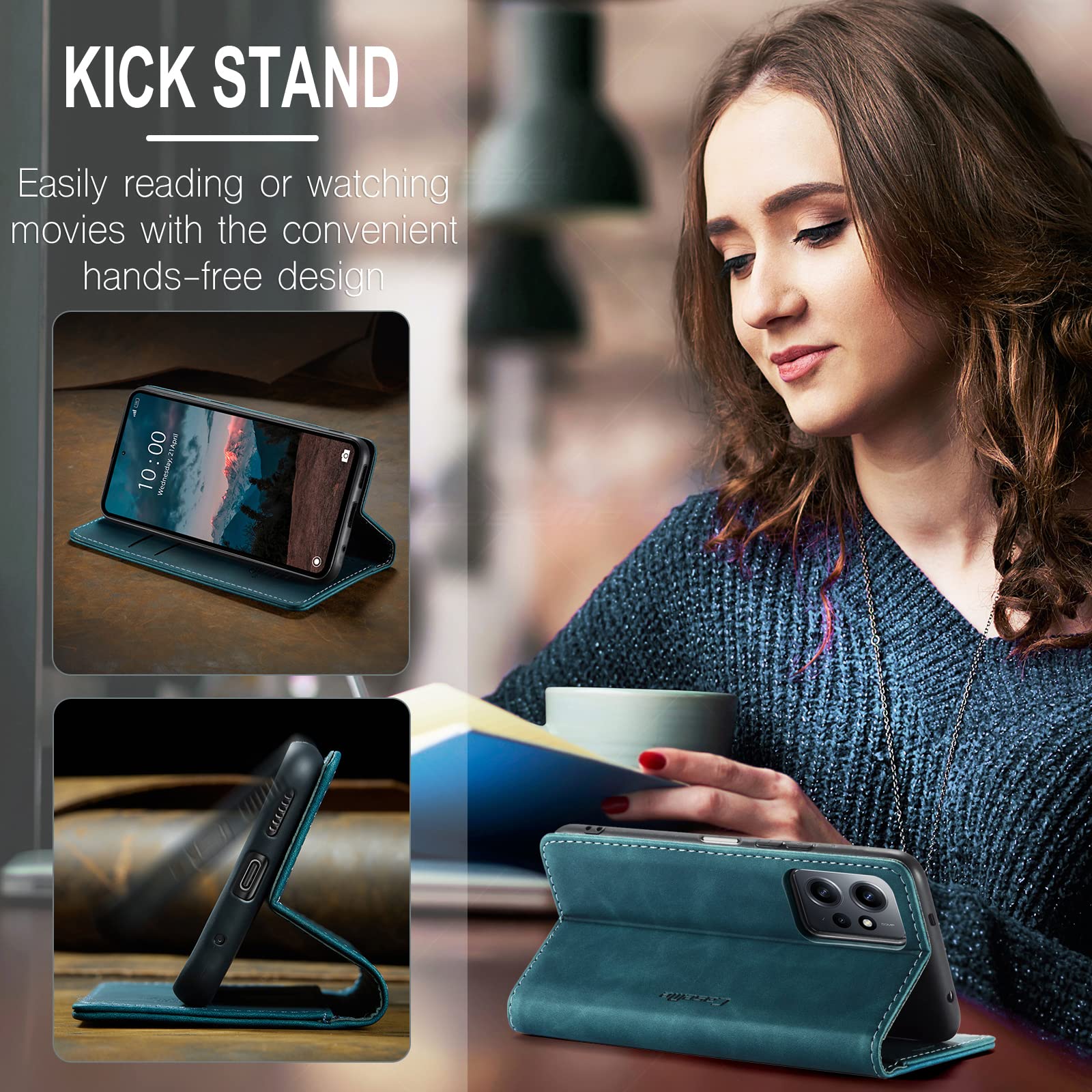 ESONG Cover per Xiaomi Redmi Note 12 5G Custodia,Portafoglio a Libro in