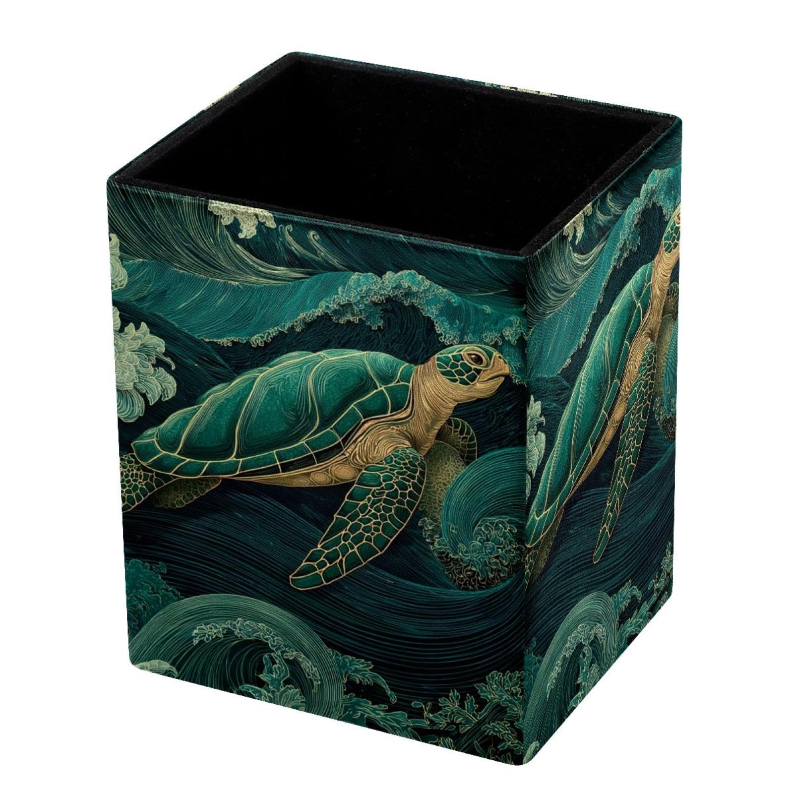 VAPOKF Pencil Holders for Desk, Sea Turtle Printed Pen Holders Pen Pot Makeup Brushes Storage Desktop Stationery Supplies Organiser for Home Office