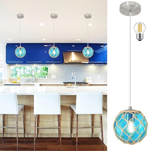Miniatura 15 de Lámpara Colgante Azul Lámpara Colgante Costera Iluminación Colgante Náutica Iluminación de Casa de Playa Accesorios de Iluminación de Océano Lámpara