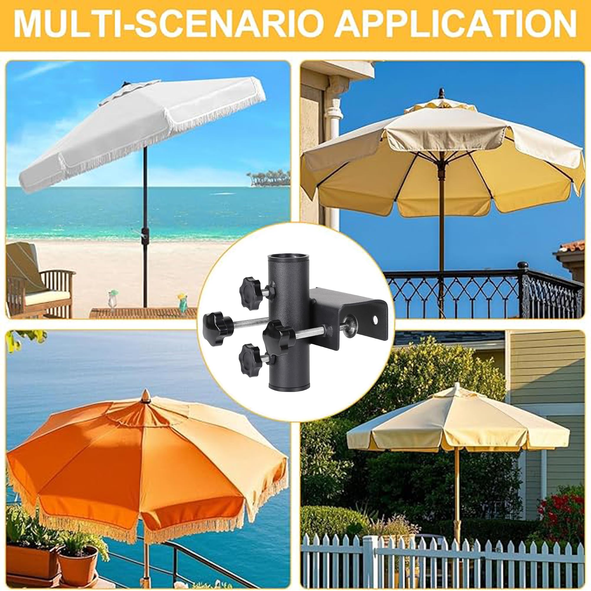 Jiahuade Zacisk do mocowania parasola, stojak na parasol balkonowy, balustrada balkonowa, regulowany stojak na parasol, stojak na parasol, balustrada balkonowa, średnica 23-38 mm, do ogrodu, tarasu