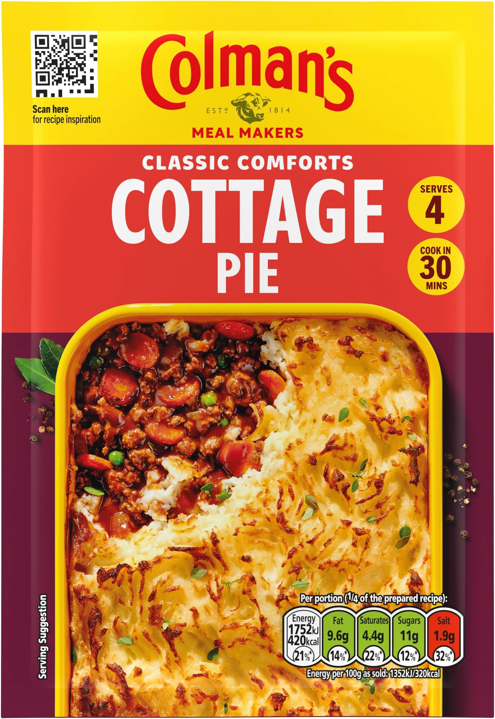 Colman's Classic Comforts Cottage Pie Meal Maker perfect with creamy mashed potato quick to prepare pie mix 45 g