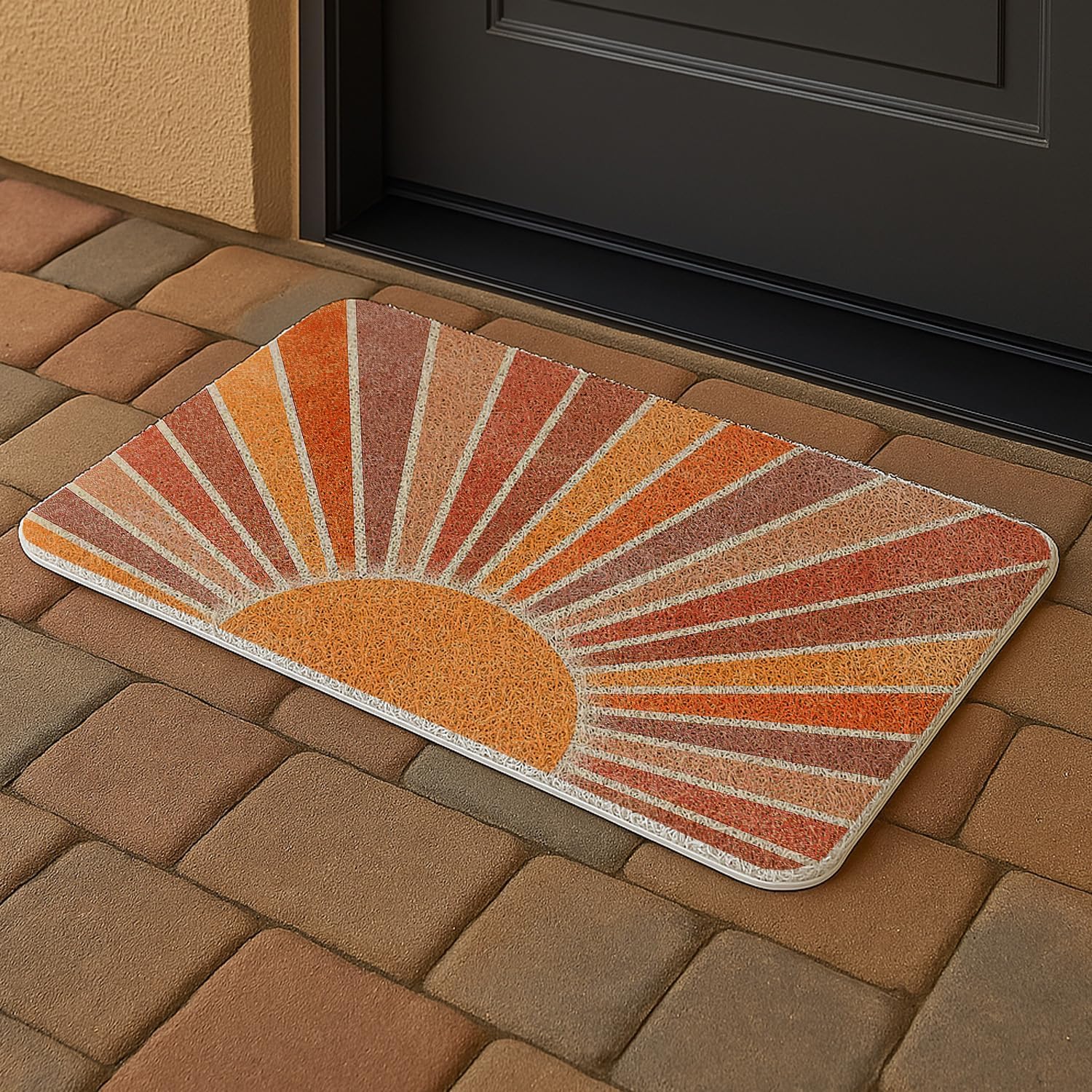 Retro Sun Doormat – Vintage Sunrise Welcome Mat, Mid Century Modern Entry Rug, Non-Slip Indoor Outdoor Front Door Mat for Porch or Home Decor, 30x18 Inches 285