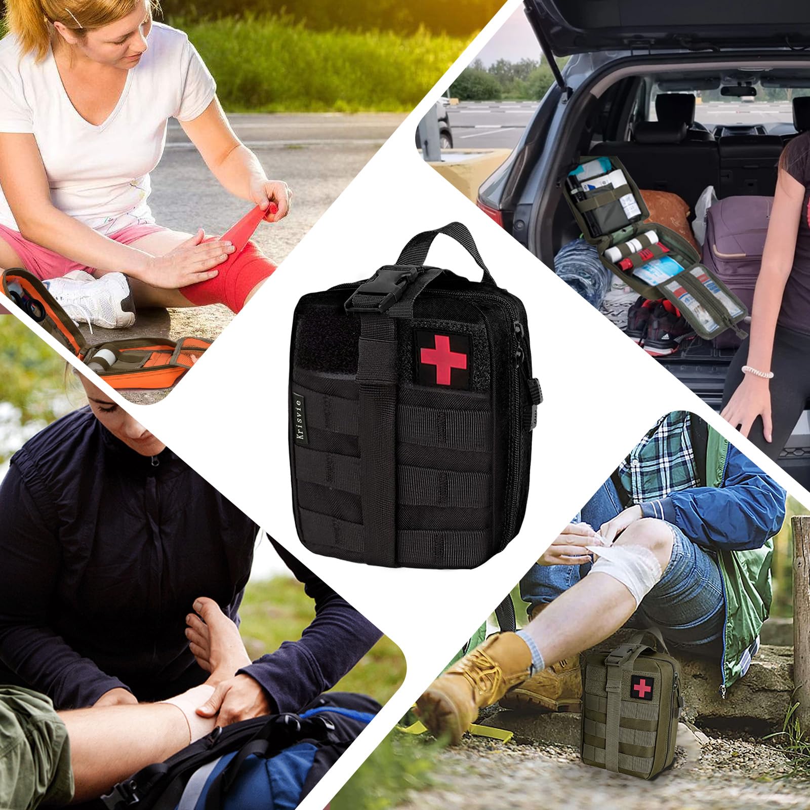 Médica Bolsa Primeros Auxilios Bolsa Táctica Compacta Botiquín y el Esquileo de Los Primeros Auxilios(Negro)
