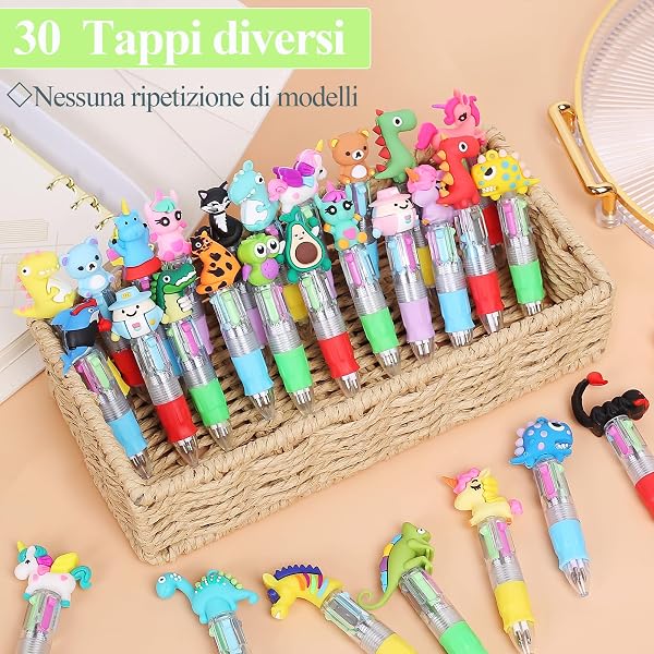 Gudotra 30 Penne Regalini Fine Festa Compleanno Multicolore Bambini Gadget Compleanno Bambini Penne Gel Colorate (30) - 2