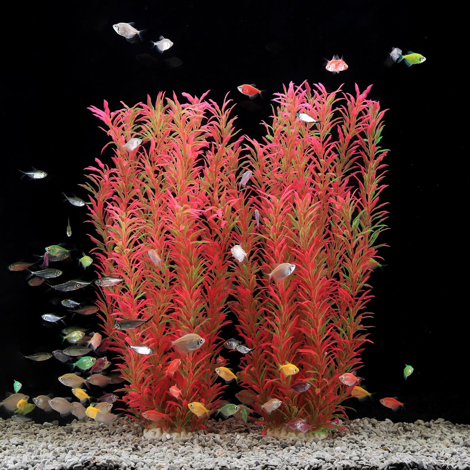 JIHAQUA 2 Pack Aquarium Decor Plastic Plants Extra Large 21 Inches Tall Fish Tank Decorations (Green 4pcs)