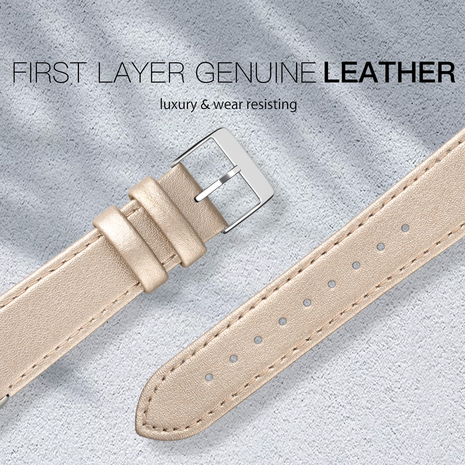 Tuocal Genuine Leather Strap Compatible with Fitbit Charge 5 Strap for Women Men Soft Breathable Genuine Leather Replacement Sport Wristband for Fitbit Charge 5 Activity Tracker - Image 3
