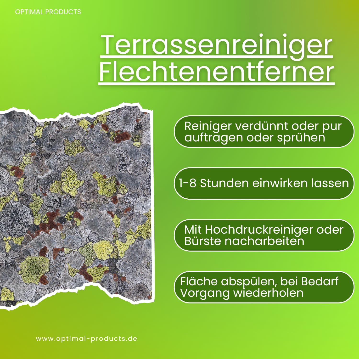 Optimal Products Flechtenentferner Pflastersteine I Effizienter Ölfleckenentferner für Pflastersteine 5L