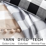 Buffalo Check Curtains 84inch Farmhouse Pom Pom Curtain Drapes for Living Room Vintage Gingham Plaid Semi Sheer Tan Window Curtains for Bedroom Kitchen 2 Panels Rod Pocket Taupe and White