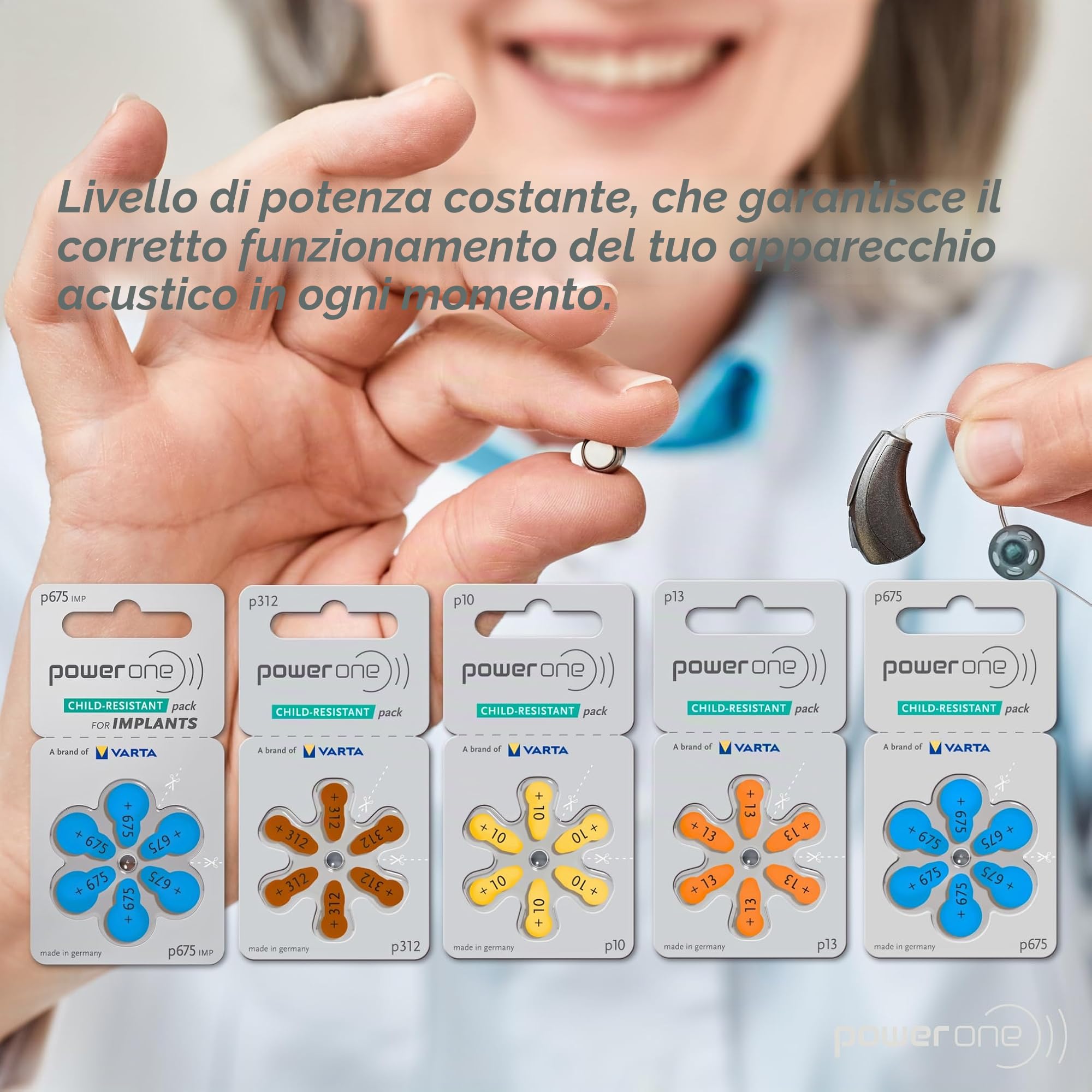 PowerOne - Confezione da 10 confezioni da 60 batterie, misura 312