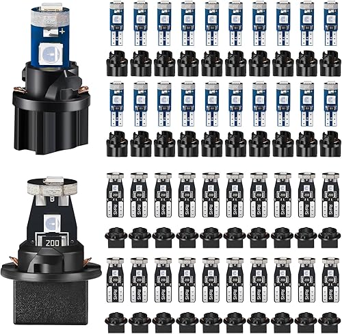 BBTO Juego de 40 bombillas LED T5 T10 con enchufe giratorio, para instrumentos, para salpicadero, luces LED para interiores de automóvil, panel de