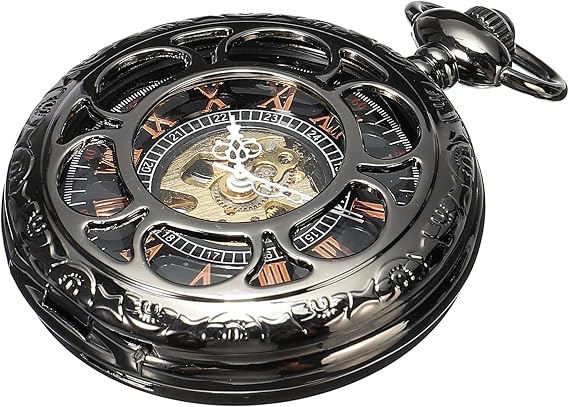 ShoppeWatch Mens Pocket Watch with Chain | Hand Winding Vintage Pocket Watch | Classic Mechanical Movement Pocketwatch | 1920s Railroad Steampunk Costume Accessory