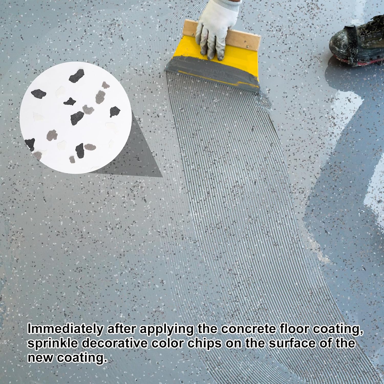 2800G 6.17Lb Blend Decorative Color Chips,Epoxy Flakes Blend Concrete Floor Coatings,Decorative Paint Flakes for Garage Floor Paint Interior Exterior Walls Floors(Black White Gray)