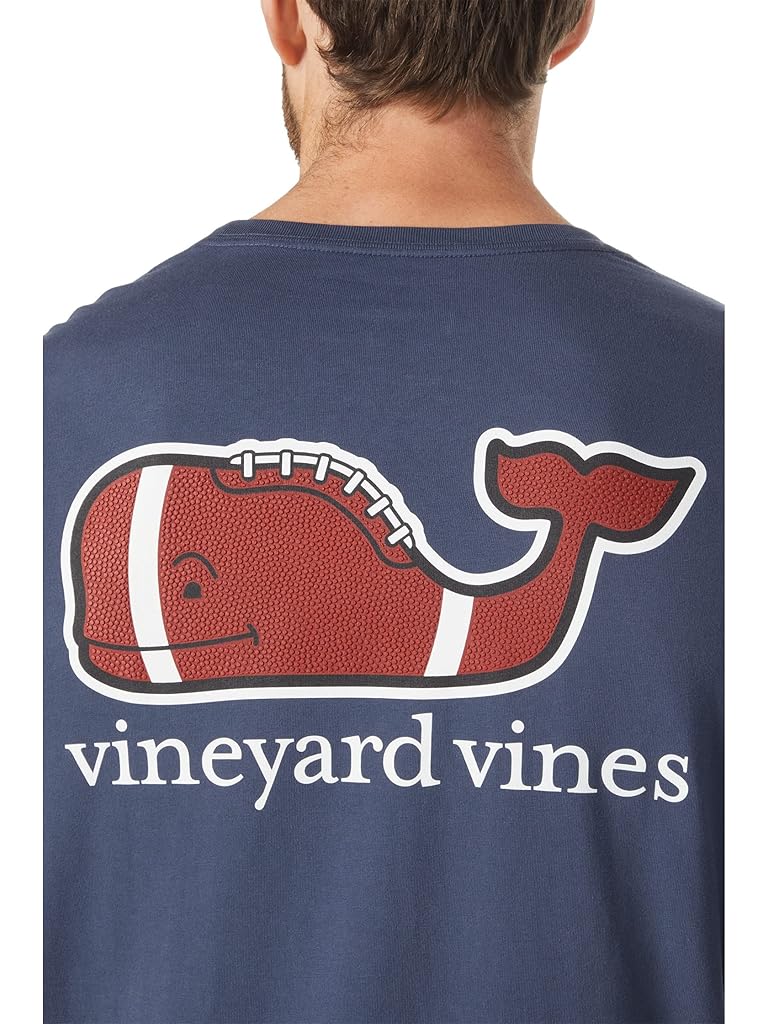 Blue Vineyard Vines Long Sleeve Football Whale Pocket Tee