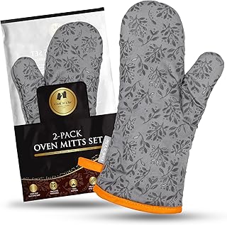 Premium Heat-Resistant Oven Mitts - Stylish and Beautiful - Non-Slip Pla...
