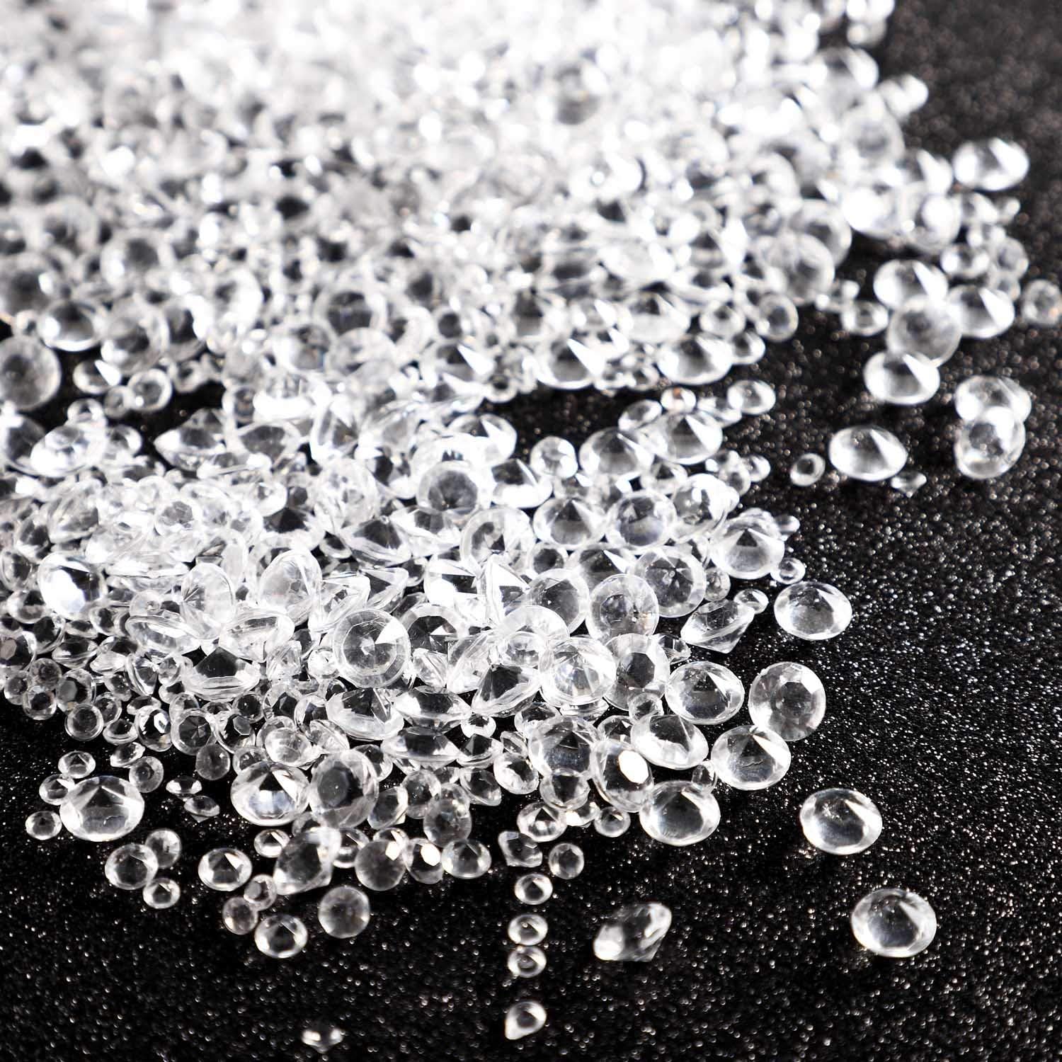 5,000PCS Clear Acrylic Diamonds, Wedding Table Scatter Confetti Crystals, 10mm 6mm and 4.5mm, Decorations for Bridal and Baby Showers, Weddings, and Parties, Vase Fillers