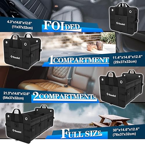 Miniatura 3 de Organizador de maletero de coche Knodel, plegable, resistente, plegable, organizador de almacenamiento para maletero de coche, organizador de carga
