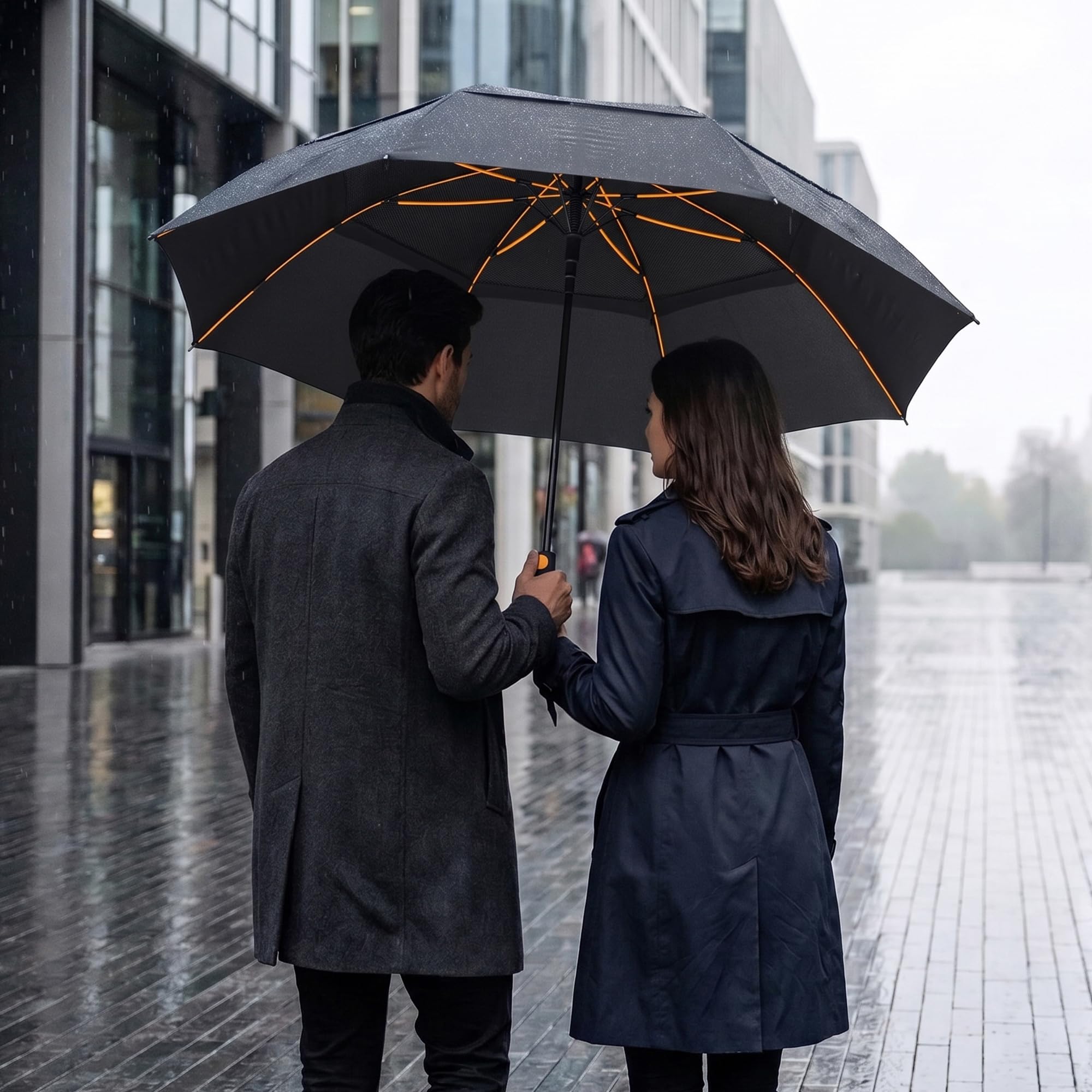 Falconetti Parapluie Anti tempete XXL – Double Canopy – ​​Grand parapluie de golf - Ouverture Automatique - 8 baleines en fibre de verre – Parapluie Femme et Homme – 130 cm Diamètre