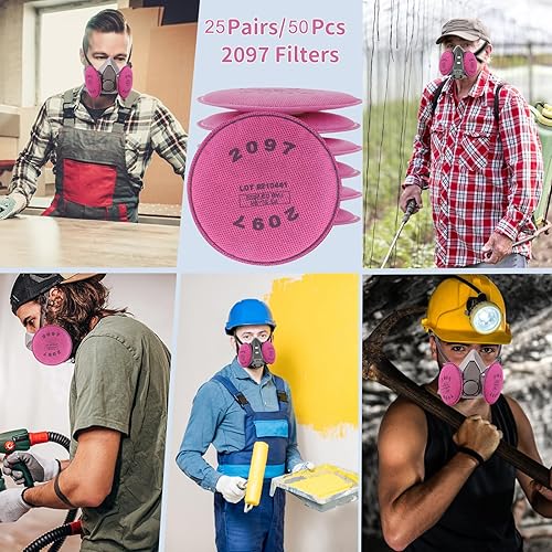 Miniatura 10 de 20Pcs10Pairs 2091 Respirator Filters, High-Efficiency Dustproof Filter Cotton, 2091 Particulate FilterCartridges for 6200, 6502, 6800, 7502 etc