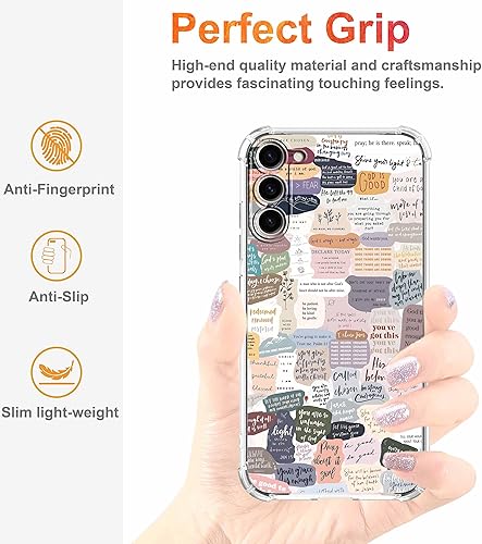 Miniatura 4 de Funda con versículos bíblicos para Samsung Galaxy S23 Plus, patrón de collage de citas de Jesús cristiano para cristianos, funda protectora de TPU