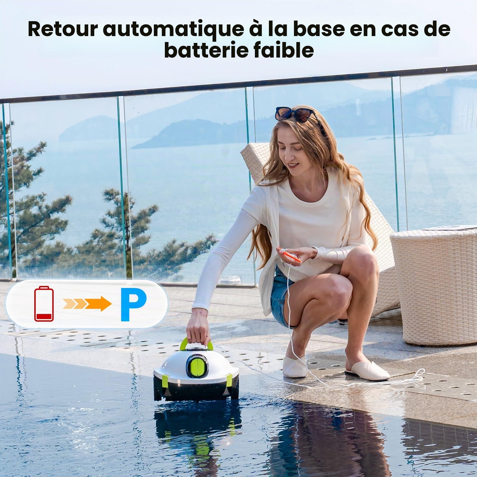 (2026 Nouveau) EVERCROSS BOT Robot Piscine sans Fil - Autonomie 100 Min, Aspirateur de Piscine Automatique pour Fond, Double Moteur 40W, pour Piscines jusqu'à 120㎡, Bac à Débris 3L, IPX8