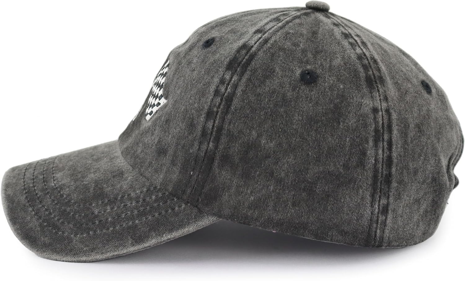 Racing Hat for Men Women, Adjustable Embroidered Washed Cotton Checkered Flags Race Car Baseball Cap - Image 4