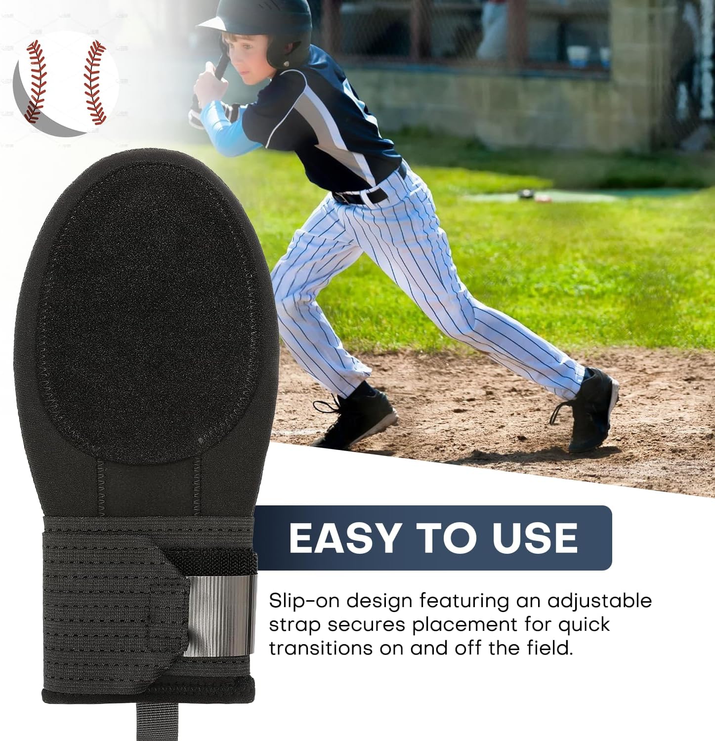 Sliding Mitt - Baseball & Softball, Slider Gloves, Universal Right/Left Hand, Youth & Adult, Soft Breathable with Protective Shield, Lightweight & Durable, Adjustable Strap - Image 2