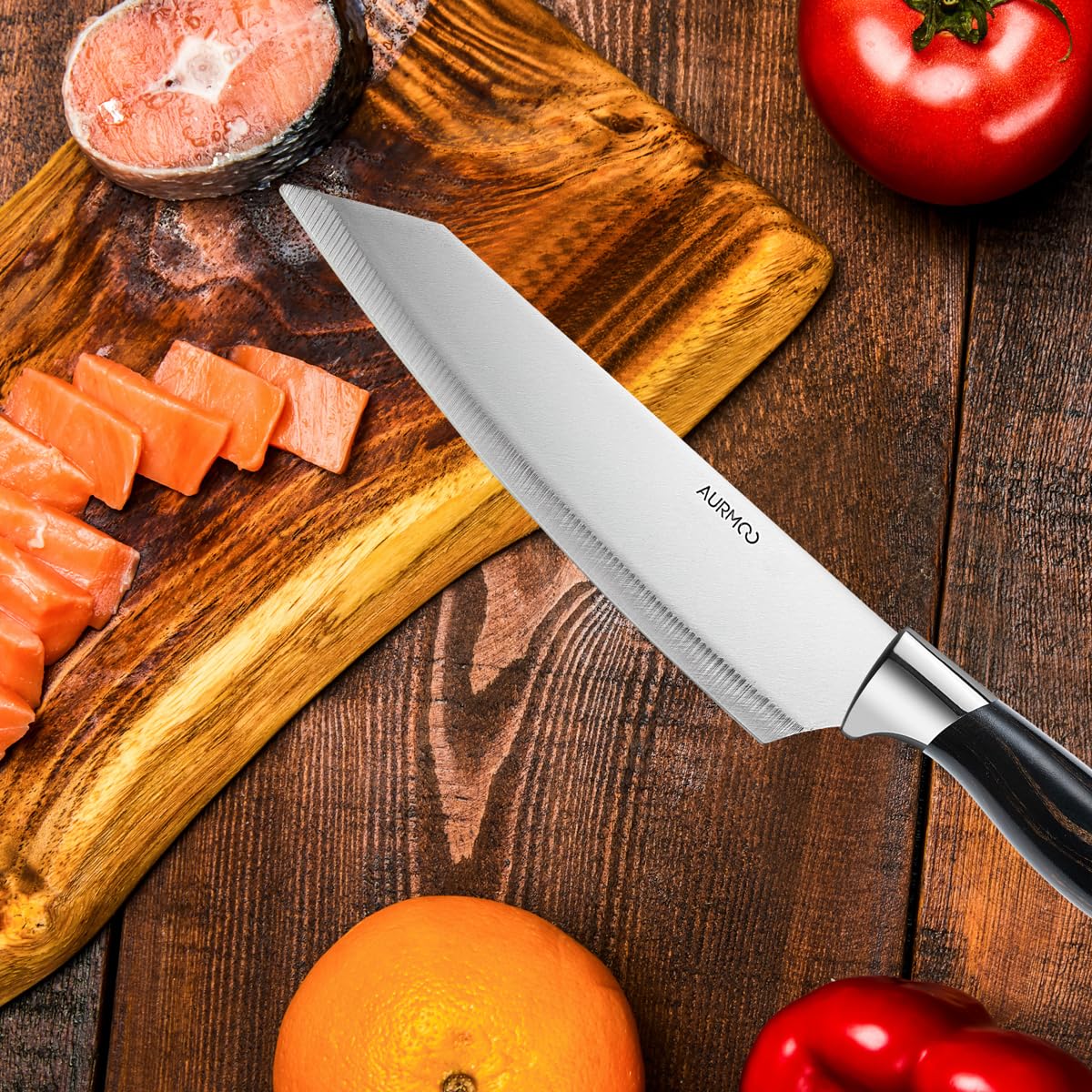 Set di Coltelli da Cucina Professionali, Set Coltelli da Cucina, Coltello da Cuoco, Coltello da Taglio, Coltellos Universale, Coltelli da Tavola e Utensili Cucina, Forbici, 6 Pezzi