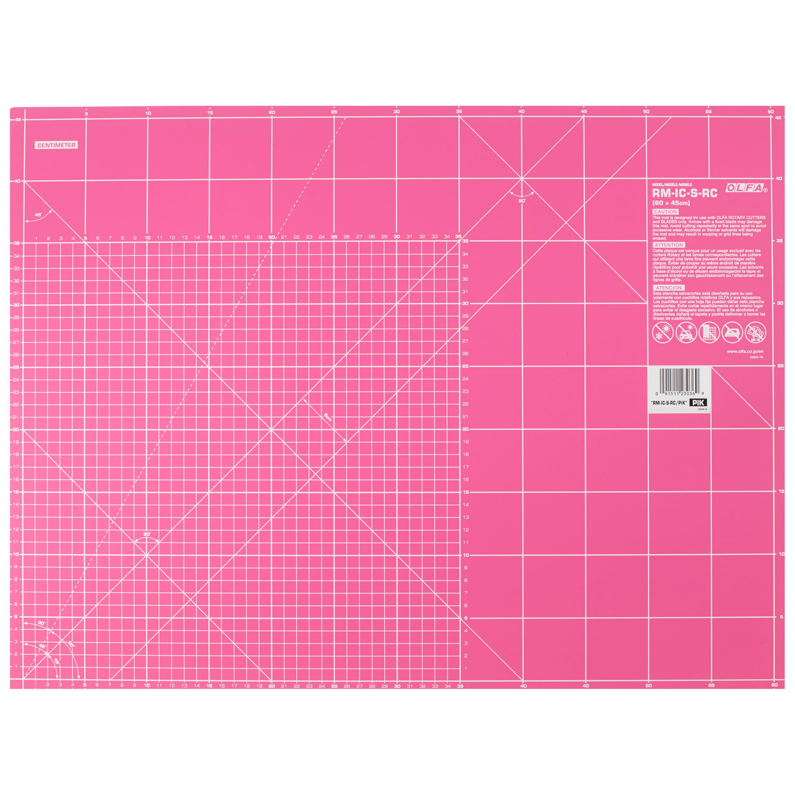 Tapis de découpe Olfa rose 60 x 45 cm pour travaux de couture et de patchwork