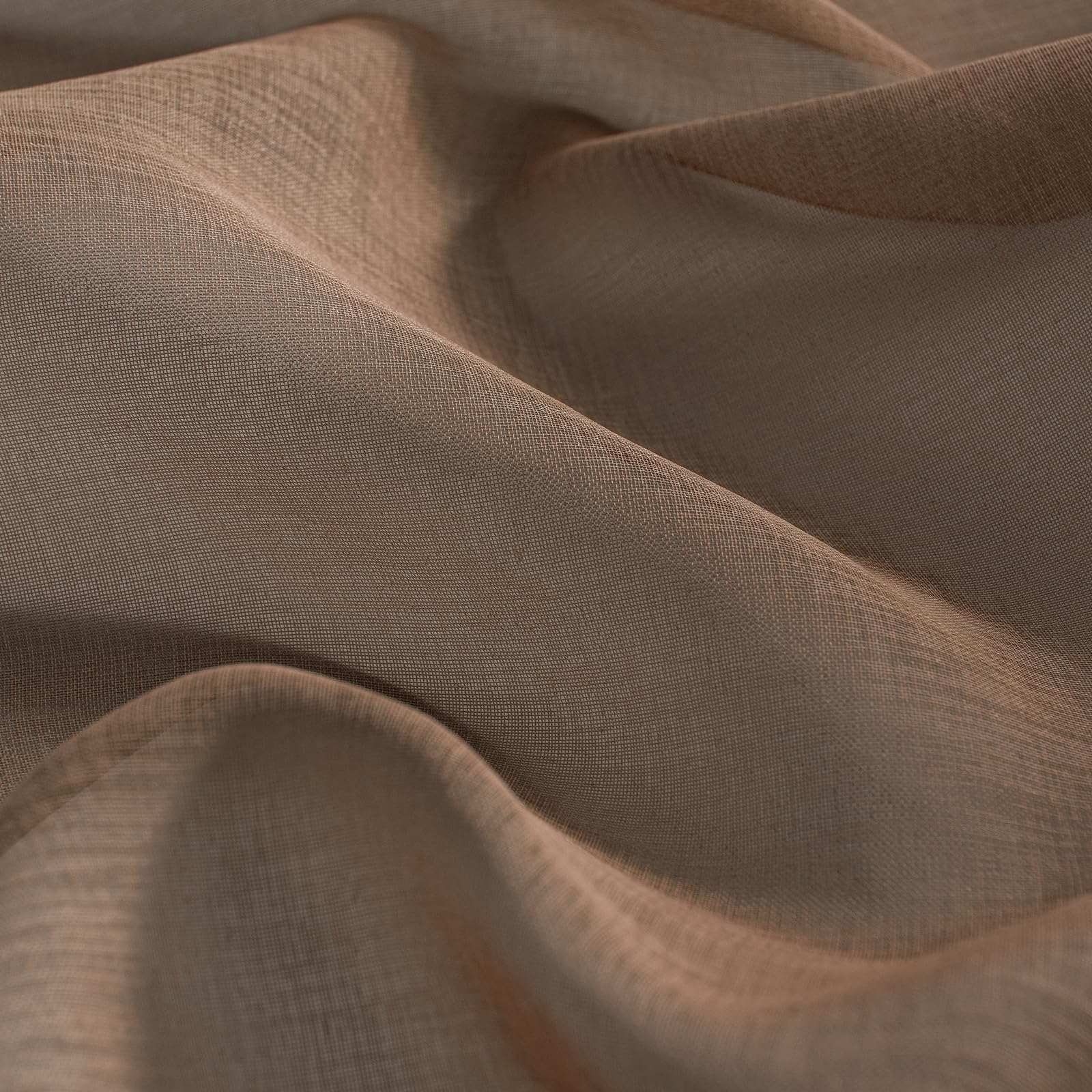 DWCN Voile Curtain Brown Gradient Curtains for Living Room Eyelet Net Curtains for Windows Sheer Curtains for Bedroom Set of 2 - Image 3
