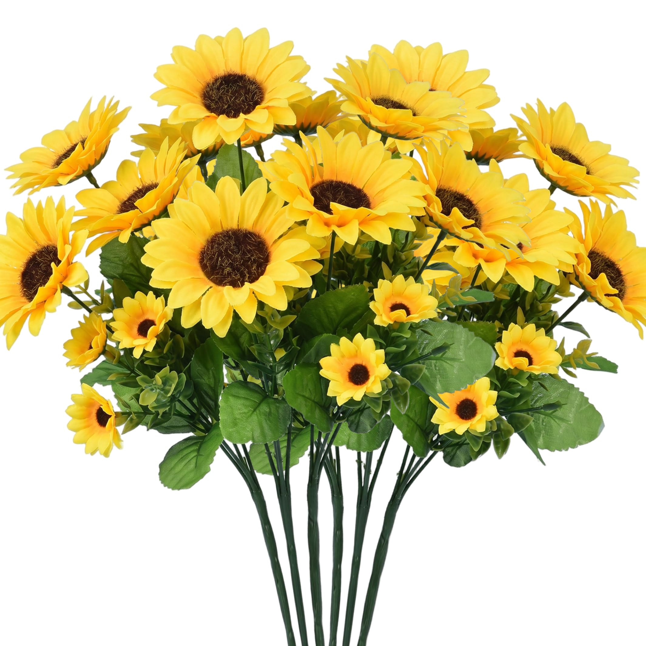 Tournesols artificiels de décoration intérieure extérieure lot de 6 grandes fleurs jaunes