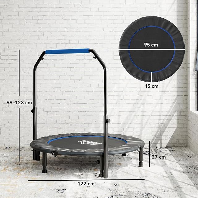 Foto 7 de 8 de HOMCOM Trampolín de Fitness Adultos Ø122 cm Plegable Negro y Azul