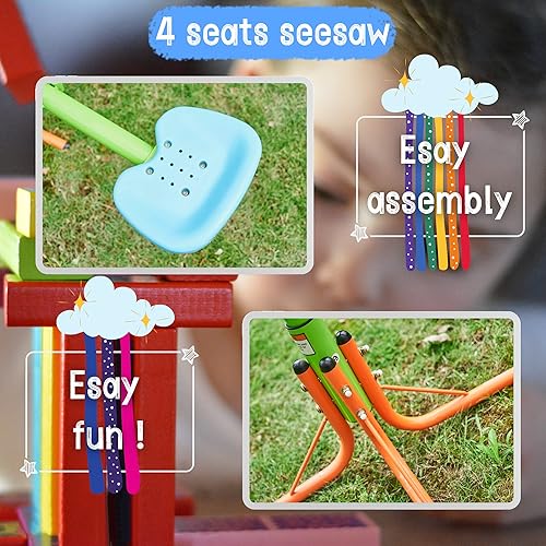 Miniatura 3 de Balancín para niños, balancín giratorio de 360 grados de 4 asientos, equipo de juego al aire libre para niños, tambor de metal para parque infantil