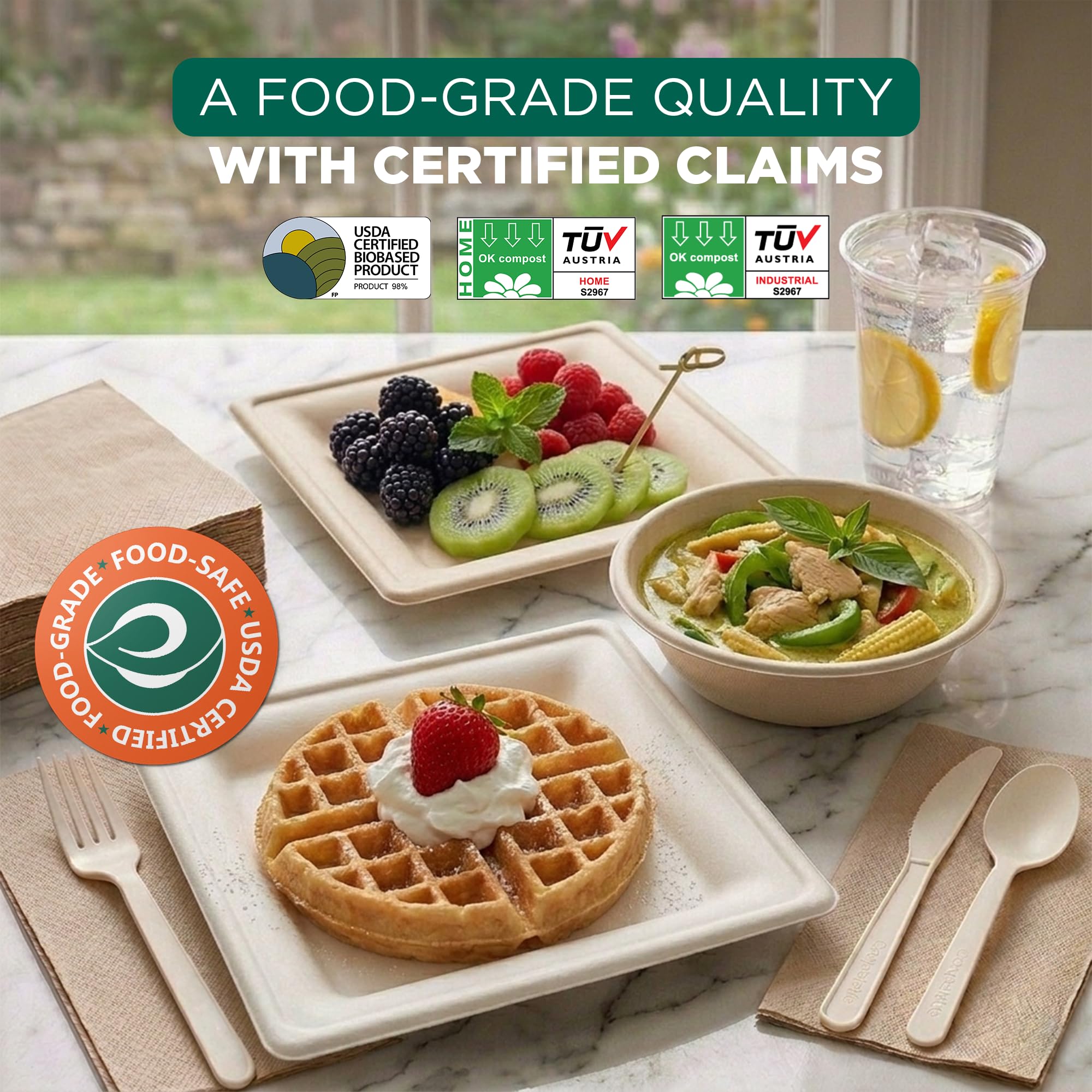 ECO SOUL Compostable Dinnerware Set - 400 Pieces -3 ECO SOUL Compostable Dinnerware Set - 400 Pieces -3