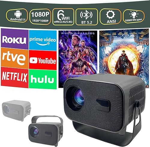 Miniatura 7 de Soporte ajustable de 360° y montaje en techo: proyector yleegs 4K con WiFi y Bluetooth, enfoque motorizado y corrección trapezoidal automática,