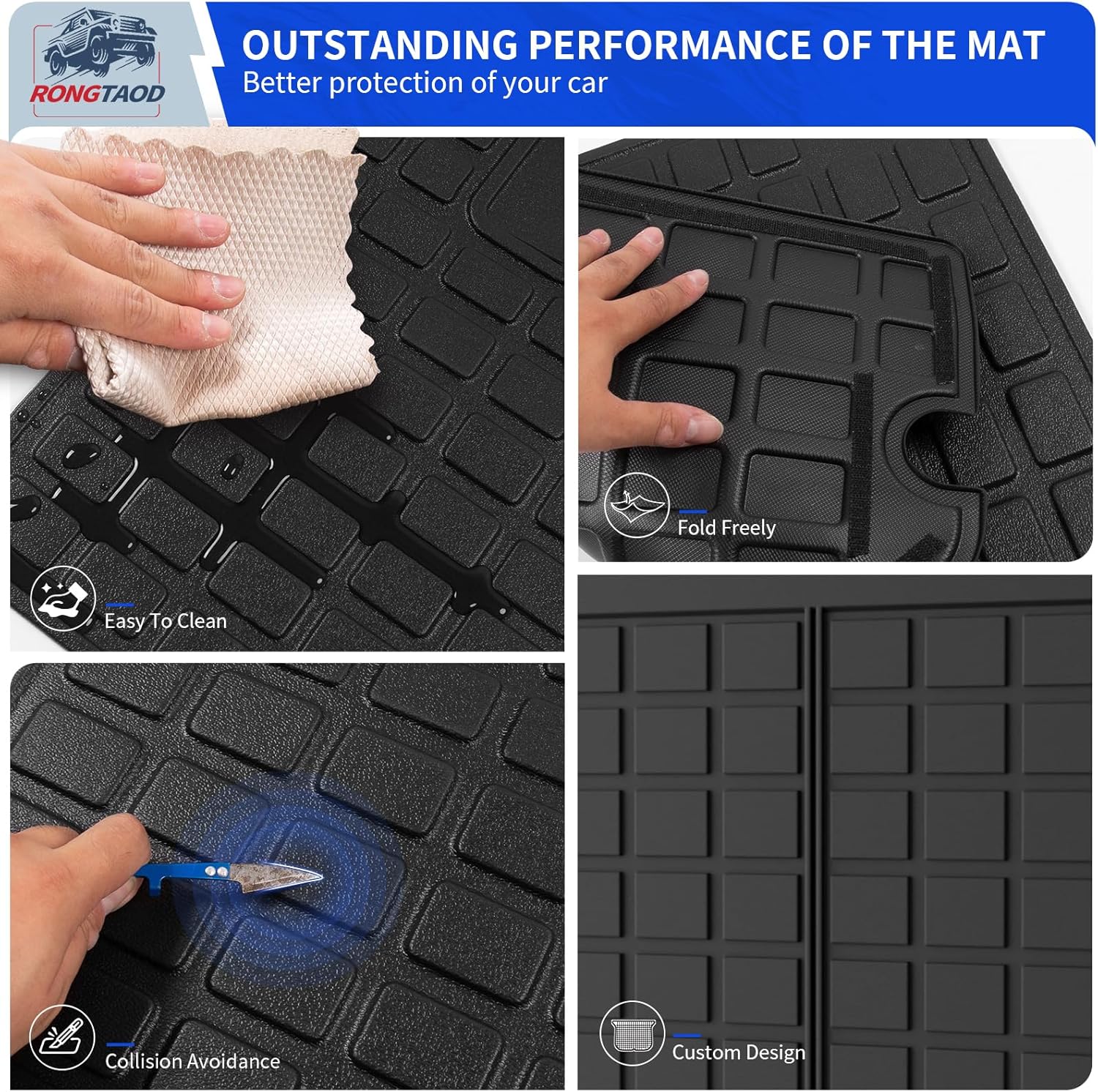Rongtaod Cargo Mat Compatible with 2010-2024 Toyota 4Runner 5 Seats Trunk Mat Cargo Liner Back Seat Cover Protector 2023 4 Runner Accessories (Trunk Mats + Backrest Mats,Fit with Sliding Tray)